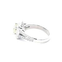 14K White Gold 1.52cttw Fancy Natural Yellow Diamond Halo Engagement Ring, 6.5