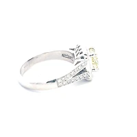 14K White Gold 1.52cttw Fancy Natural Yellow Diamond Halo Engagement Ring, 6.5