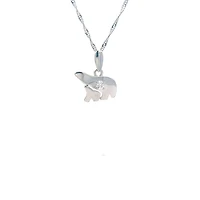 14K White  Gold 0.27cttw Diamond Mother and Cub Necklace with Singapore Chain (Spring Clasp) - Adjustable 16 & 18 Inches
