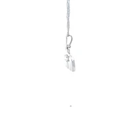 14K White  Gold 0.27cttw Diamond Mother and Cub Necklace with Singapore Chain (Spring Clasp) - Adjustable 16 & 18 Inches