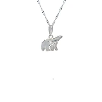 14K White  Gold 0.27cttw Diamond Mother and Cub Necklace with Singapore Chain (Spring Clasp) - Adjustable 16 & 18 Inches