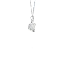 14K White  Gold 0.27cttw Diamond Mother and Cub Necklace with Singapore Chain (Spring Clasp) - Adjustable 16 & 18 Inches