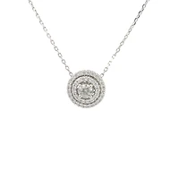 14K White Gold 1.14cttw Diamond Halo Pendant - 18"