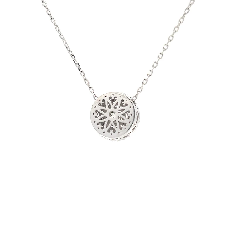14K White Gold 1.14cttw Diamond Halo Pendant - 18"