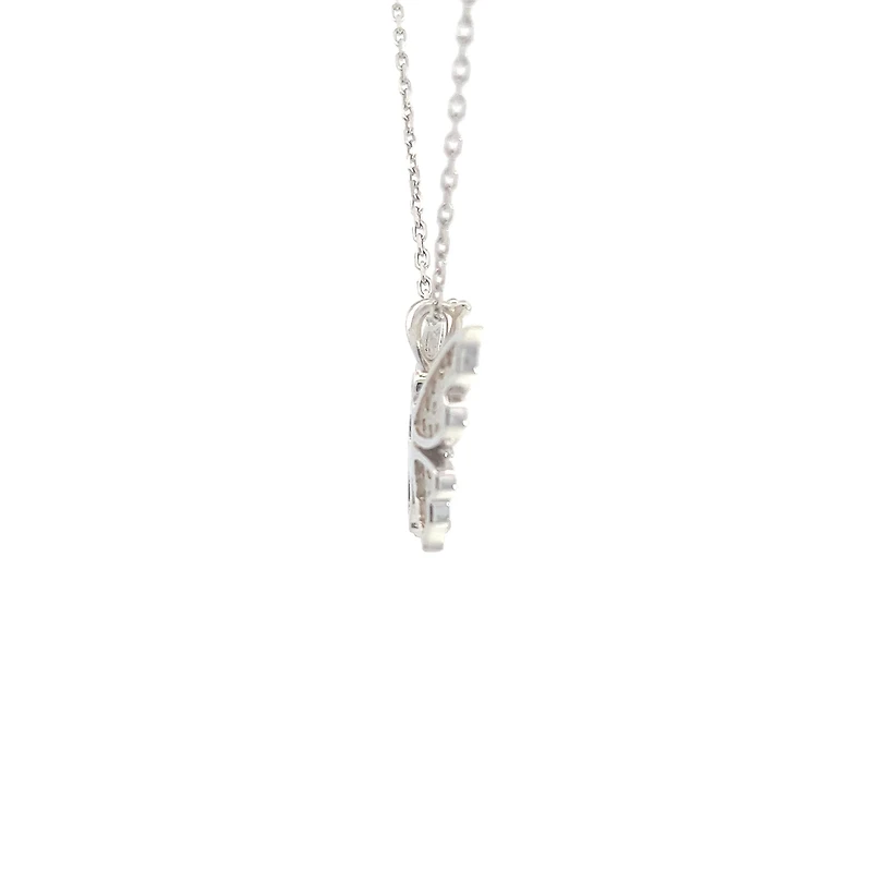 14K White Gold Ruby and Diamond Butterfly Necklace  - 18"