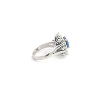14K White Gold Sapphire & Diamond Ring