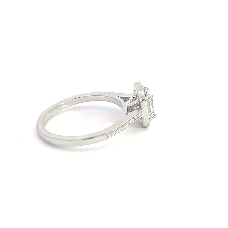 14K White Gold 1.05cttw Emerald Cut Diamond Engagement Ring