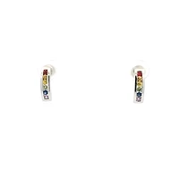 14K White Gold Rainbow Sapphire Earrings