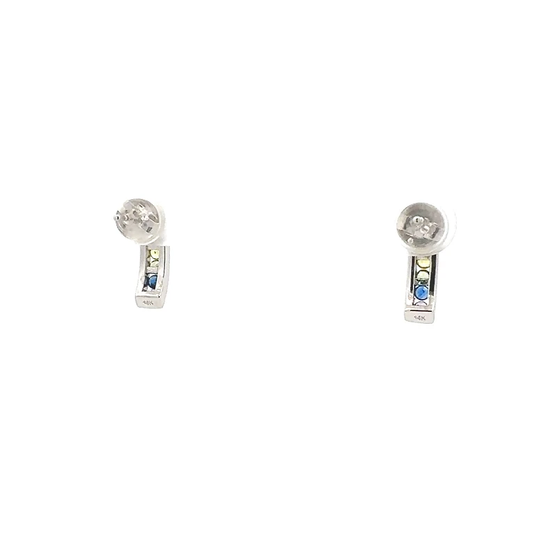 14K White Gold Rainbow Sapphire Earrings