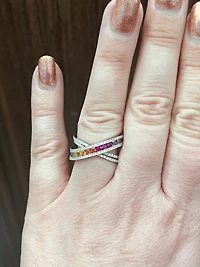 14K White Gold 1.70 cttw Multicoloured Sapphire and White Diamond Ring - 5