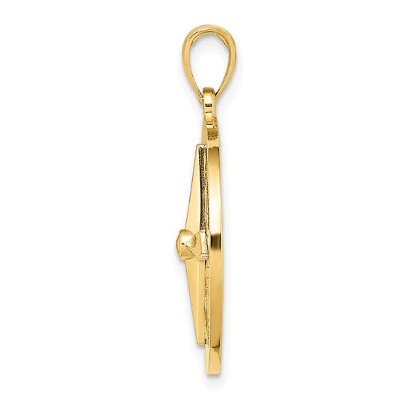 14K Yellow Nautical Compass Charm - 28mm x 21mm