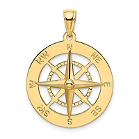 14K Yellow Nautical Compass Charm - 28mm x 21mm