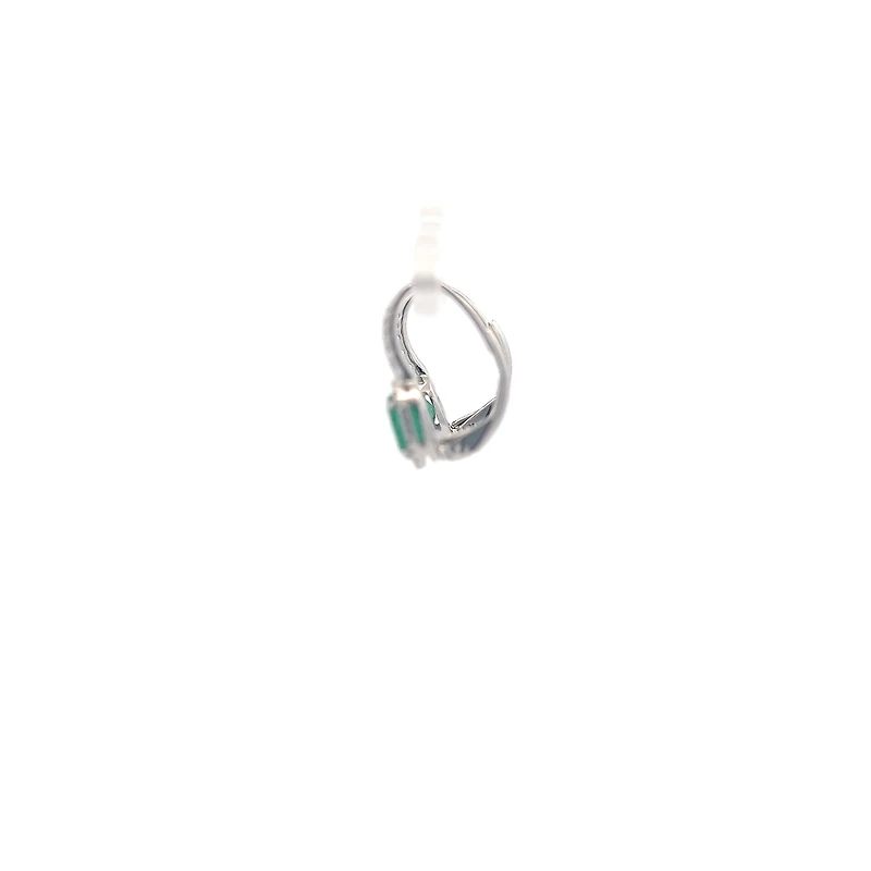 18K White Gold 0.90 cttw Emerald and White Diamond Earrings