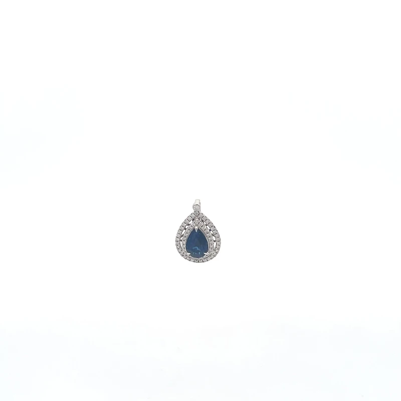 18K White Gold 1.35 cttw Sapphire and White Diamond Pendant