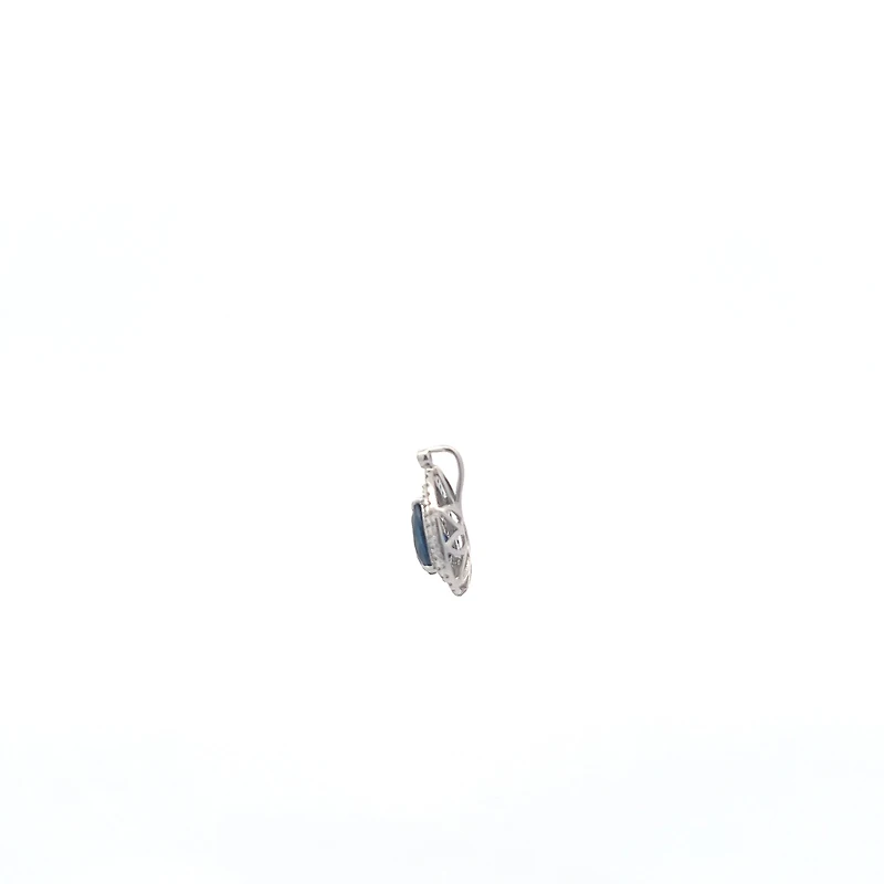 18K White Gold 1.35 cttw Sapphire and White Diamond Pendant