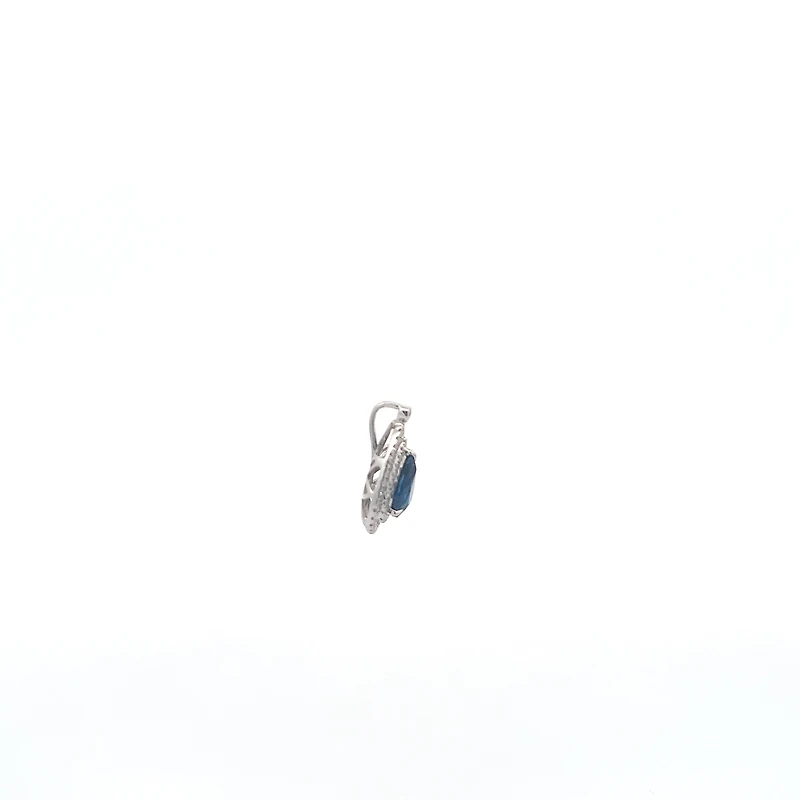 18K White Gold 1.35 cttw Sapphire and White Diamond Pendant
