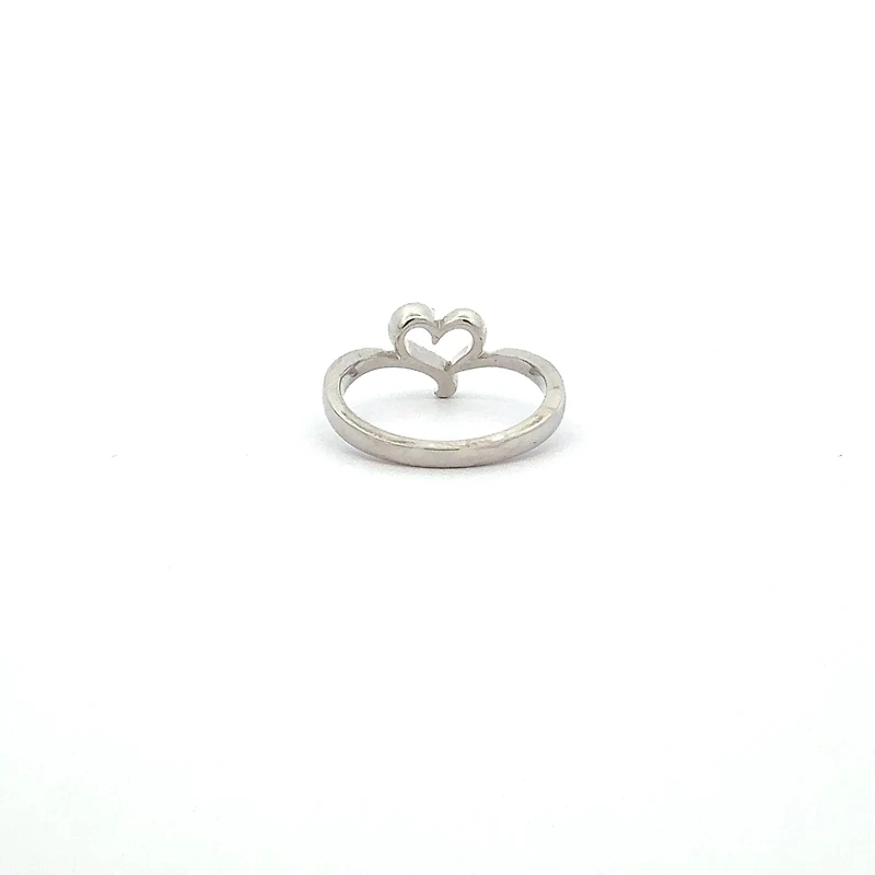 10K White Gold Heart 0.05cttw Diamond Ring - 4
