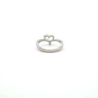 10K White Gold Heart 0.05cttw Diamond Ring - 4
