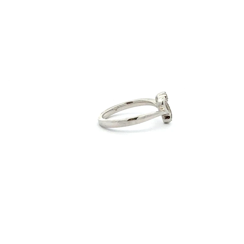 10K White Gold Heart 0.05cttw Diamond Ring - 4