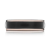 14K Rose Gold and Carbon-Fiber Mens Band