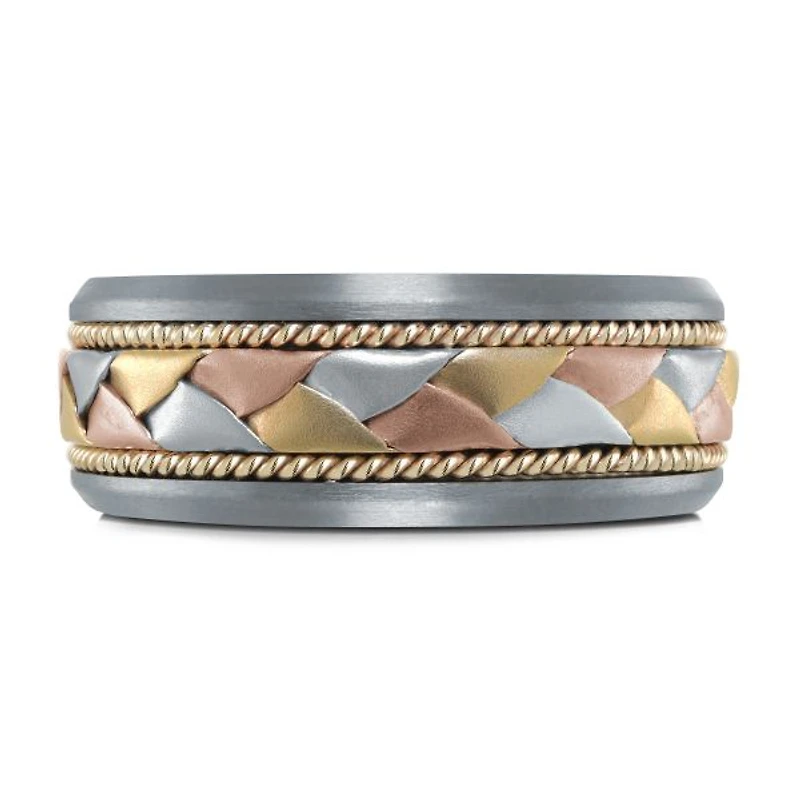14K Tri-Tone Gold and Tantalum Mens Band - 7.5