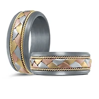 14K Tri-Tone Gold and Tantalum Mens Band - 7.5