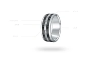 14K Yellow Gold and Titanium Mens Band