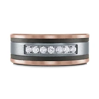 14K Rose Gold, Tantalum, Carbon-Fiber and 0.25cttw Diamond Mens Band - 7