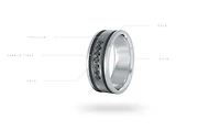 14K Rose Gold, Tantalum, Carbon-Fiber and 0.25cttw Diamond Mens Band - 7