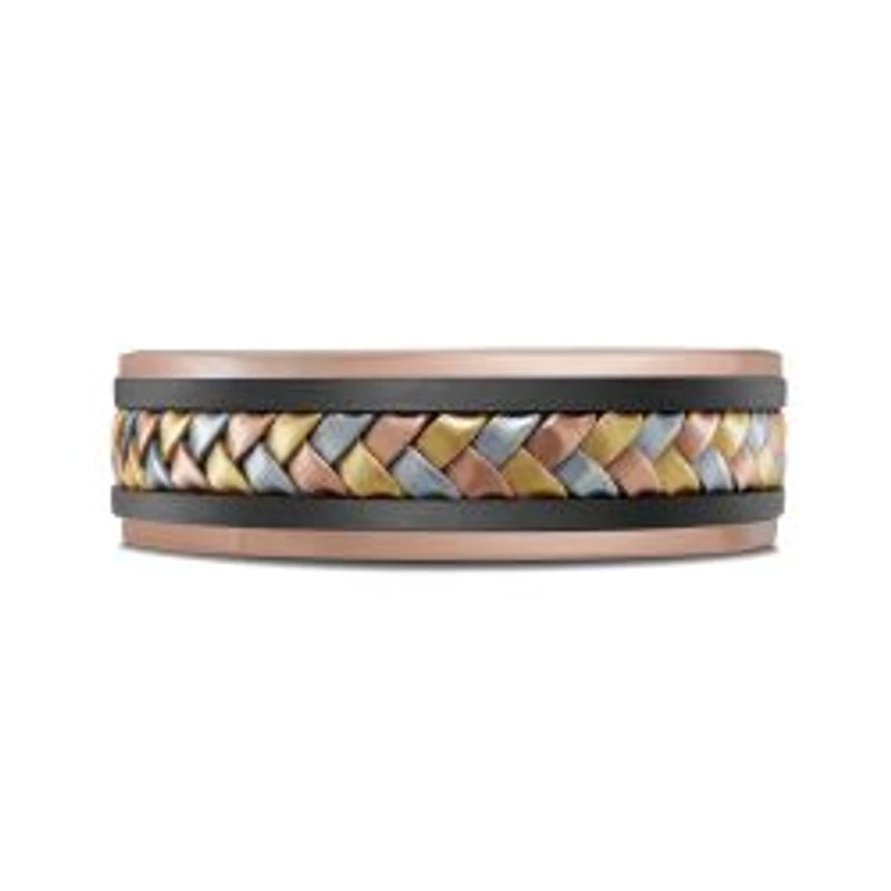 14K Tri-Tone Gold, Tantalum and Carbon-Fiber Mens Band