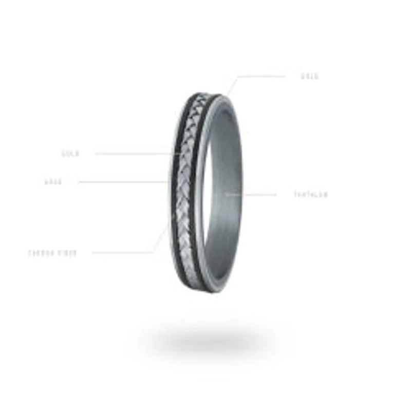 14K Tri-Tone Gold, Tantalum and Carbon-Fiber Mens Band