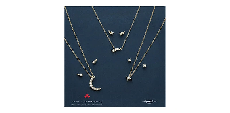 14K Yellow Gold 0.15cttw Canadian Diamond Shooting Star Necklace, 18"