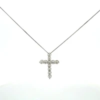 10K White Gold 1.00cttw Lab Grown Diamond Cross Necklace