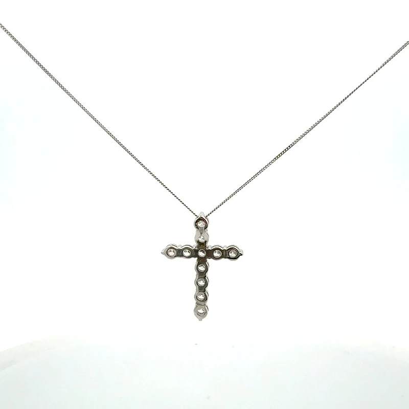 10K White Gold 1.00cttw Lab Grown Diamond Cross Necklace