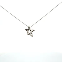 10k White Gold 0.081cttw Diamond Star Necklace