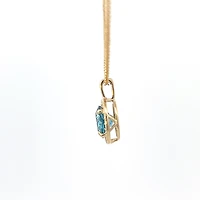 10K Yellow Gold Blue Topaz and Diamond Necklace 18" - yellow gold