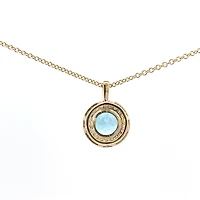 10K Yellow Gold Blue Topaz and Diamond Necklace 18" - yellow gold