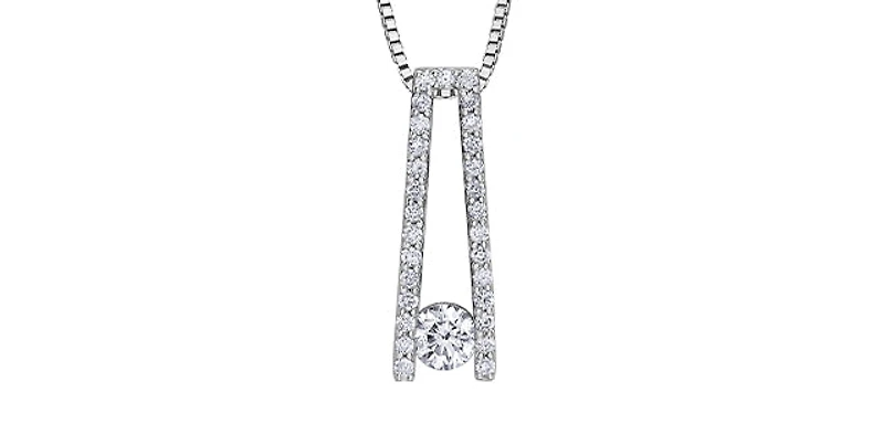 10K White Gold 0.30 cttw Canadian Diamond Pendant, 18"