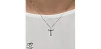 10K White Gold 0.01cttw Diamond Cross Pendant - 18"
