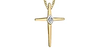 10K Yellow Gold 0.015cttw Diamond Cross Pendant