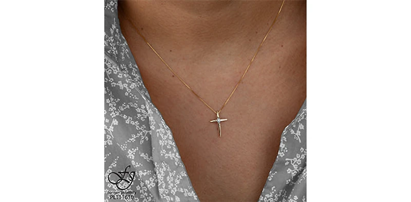 10K Yellow Gold 0.015cttw Diamond Cross Pendant