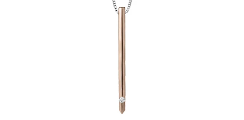 10K Gold 0.03 cttw Canadian Diamond Solitaire Bar Necklace, 18"