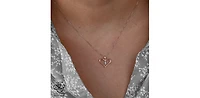 10K White and Rose Gold 0.008 cttw Diamond Heart Pendant, 18"