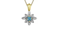 10K Yellow Gold Blue Topaz Necklace and Diamond Necklace