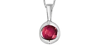 10K White Gold Genuine Ruby Pendant