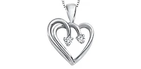 10K White Gold 0.03 cttw Diamond Heart Pendant