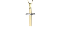 10K Yellow Gold 0.06 cttw  Diamond  Cross Pendant, 18"