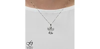 10K White Gold 0.015 cttw  Diamond  Angel Pendant, 18"