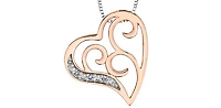 10K White and Rose Gold cttw Diamond Heart Pendant