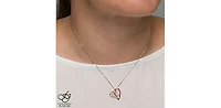 10K White and Rose Gold cttw Diamond Heart Pendant